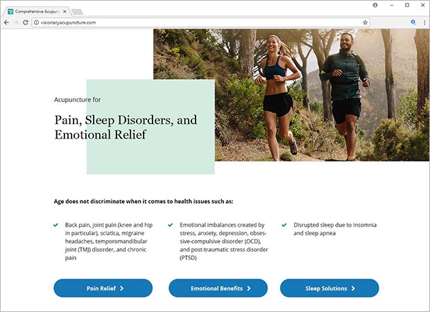Visionary Acupuncture pain relief page
